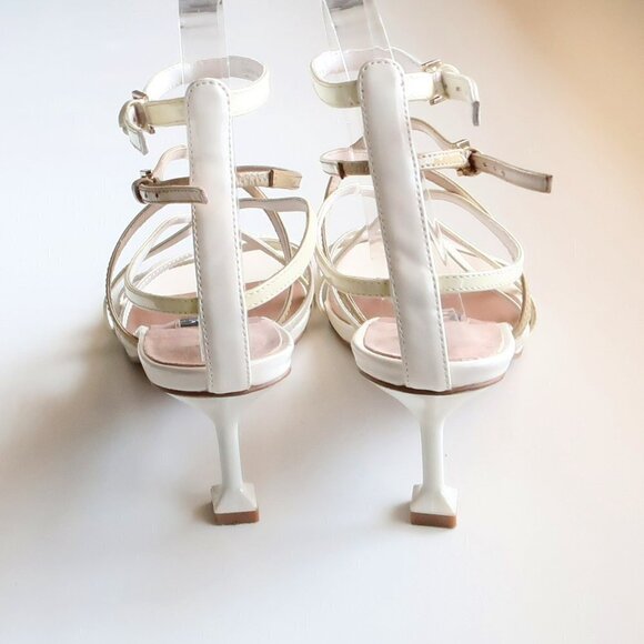 Zac Posen Angie White Patent Leather Strappy Square Toe Sandals Summer Shoes 8 - Picture 7 of 16